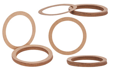 Paper Sealing rings (gaskets, o-rings) isolated on white background. Paper hydraulic and pneumatic o-ring seals. Paper rings. Sealing gaskets 