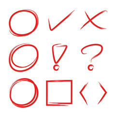 highlight elements, marker set, arrows, check marks
