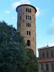 Fototapeta na wymiar Bell tower of the Basilica of Saint. Apollinaris in Classe in Ravenna, Italy