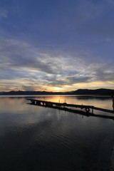 Fototapeta na wymiar 田沢湖と桟橋 (夕景)