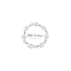 Vector Floristic Feminine Brand Logo Template Frame.