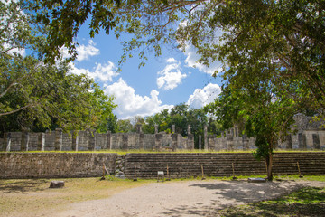 Mexico, Cancun - February 15, 2018: Chichen Itzá, Yucatán. Ruins of the Warriors temple. Originally created with One Thousand columns
