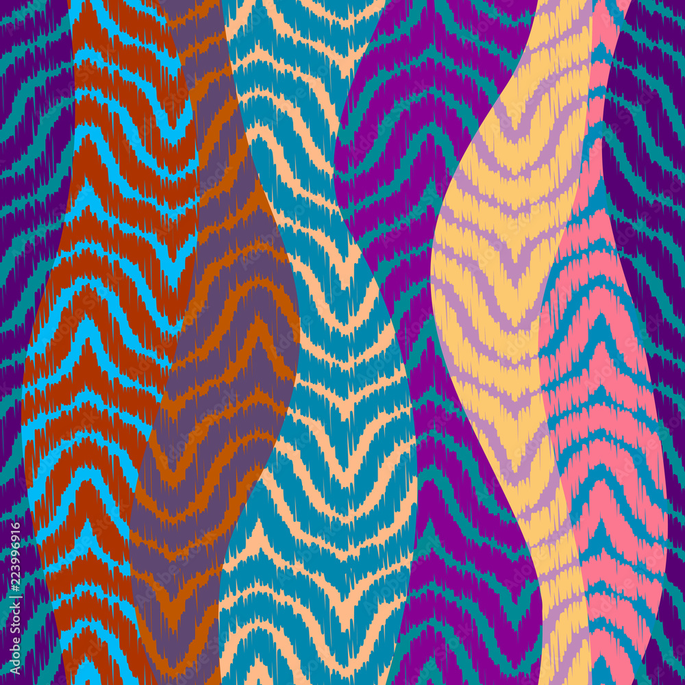 Aufkleber Ethnic boho seamless pattern based on ikat style. Patchwork pattern. Tribal art print. Vector image.