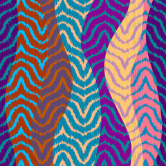 Ethnic boho seamless pattern based on ikat style. Patchwork pattern. Tribal art print. Vector image.