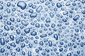 water drops on blue background