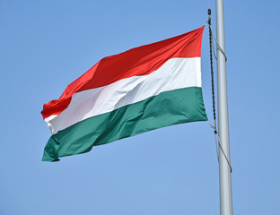 Hungarian flag on a pole