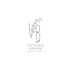 Fototapeta premium Vector Floristic Feminine Brand Logo Template, Monograms.