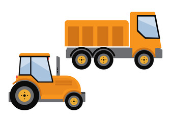 Fototapeta premium Tipper truck illustration in flat style icon