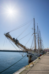 Sailing ship gets ready to sail