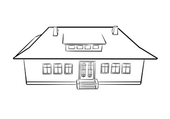 outline of beautiful village house - vector