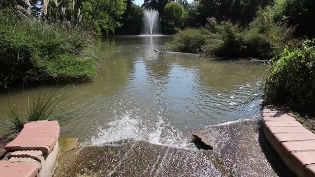 waterfall in Oblius-Riquier Park in Hy&egrave;res - France