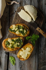 Garlic herbs toast with fresh mozzarella