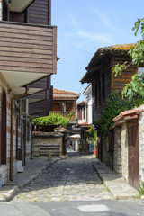 Fototapeta na wymiar Old street in the city of Nessebar, Bulgaria.