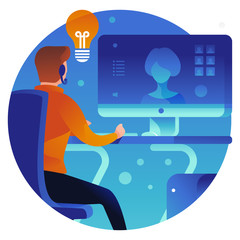 Man working customer service