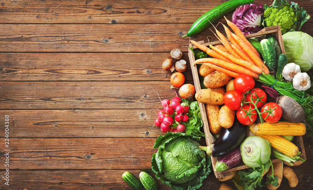 Wall mural assortment of fresh vegetables