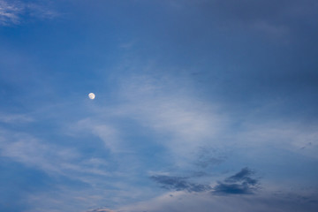 Nature of landscape blue sky and cloud with white moon.