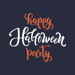 Naklejka na ściany i meble Happy Halloween party text. Calligraphy, lettering design. Typography for greeting cards, posters, banners. Vector illustration