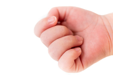 An isolated photo of a baby's hand