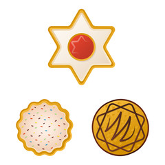 Vector illustration of biscuit and bake symbol. Set of biscuit and chocolate stock symbol for web.