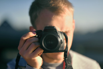 Obraz premium Photographer with camera