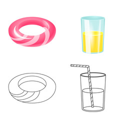 Vector illustration of equipment and swimming symbol. Collection of equipment and activity stock symbol for web.