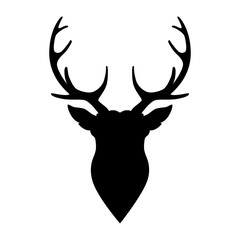 Fototapeta premium Silhouette horned deer on white background.