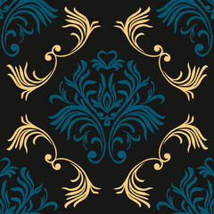Vector damask seamless pattern background. Elegant luxury texture for wallpapers, backgrounds and page fill.