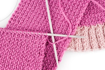 Knitting needles and scarf