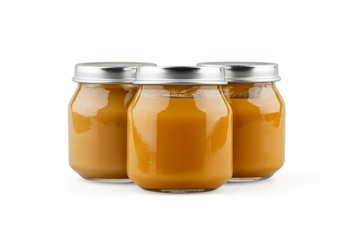 Baby food on white background