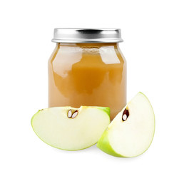 Baby food on white background