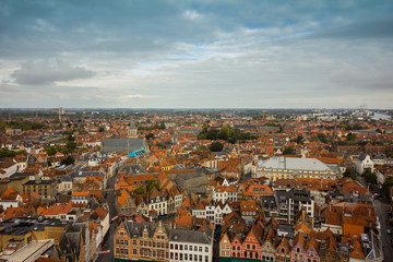 Fototapeta na wymiar Bruges panorama from the Belfort tower