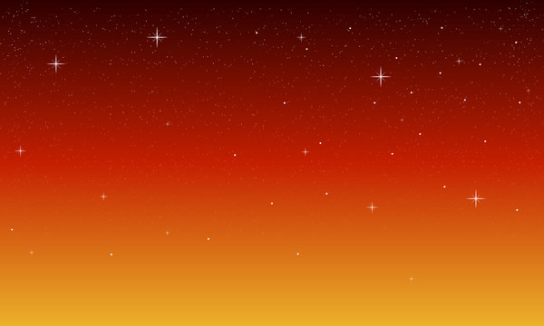 Stars On The Night Orange Sky