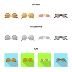 Isolated object of glasses and sunglasses sign. Collection of glasses and accessory stock vector illustration.
