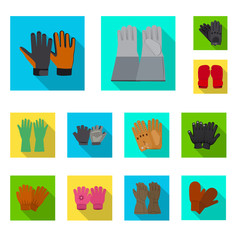 Vector design of glove and winter symbol. Collection of glove and equipment stock symbol for web.