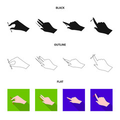 Vector illustration of touchscreen and hand sign. Collection of touchscreen and touch vector icon for stock.