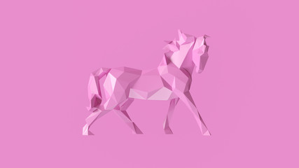 Pink Polygon Horse 3d illustration 3d rendering