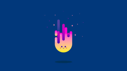 Abstract illustration of dropping fire ball with shadow sparks and smiley feature