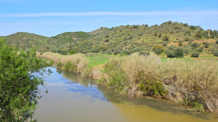 Fototapeta na wymiar Stream in Castro Marim, Algarve, Portugal: Ribeira de Odeleite