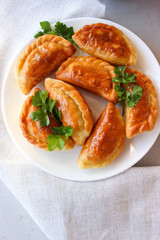 Fried dumplings with stuffing.