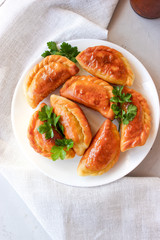 Fried dumplings with stuffing.