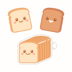 Cute cartoon slices of bread - obrazy, fototapety, plakaty