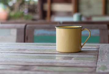 Vintage cup of coffee in coffee shop.