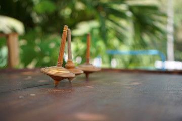 Various types Wooden Gasing or Top Spinning from Yogyakarta, Indonesia