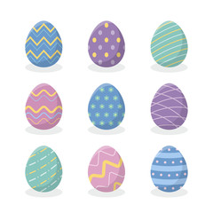 Colourful easter eggs collection, Easter eggs set on white background - Vector