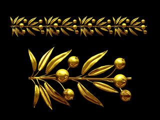 Obraz na płótnie Canvas golden, ornamental segment, “berry