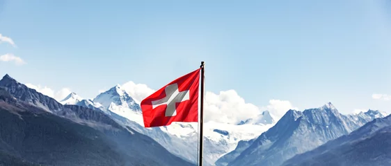 Fotobehang Zwitserse vlag in Wallis © by-studio