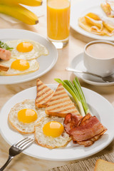Fried eggs and bacon