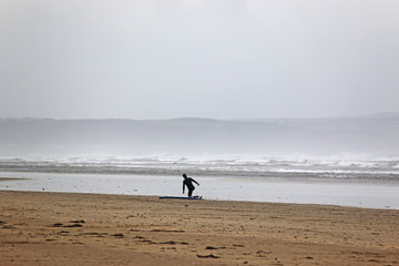 surfr on Westward Ho beach