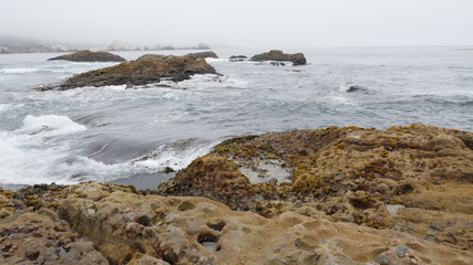 Fototapeta na wymiar Point Lobos State Natural Reserve ocean with rocks in Carmel California USA
