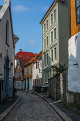 Colorful back alleys in the historic old center of Bergen in Autumn - 11